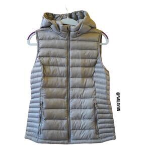 32 Degrees Heat Thermal Lightweight Puffer Vest Detachable Hood Gray Size XS